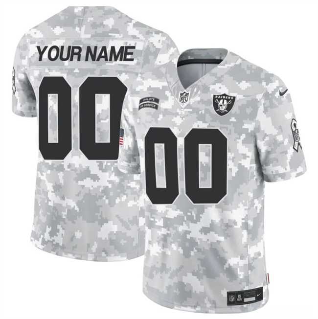 Men%27s Las Vegas Raiders Active Player Custom 2024 F.U.S.E Arctic Camo Salute To Service Limited Stitched Football Jersey